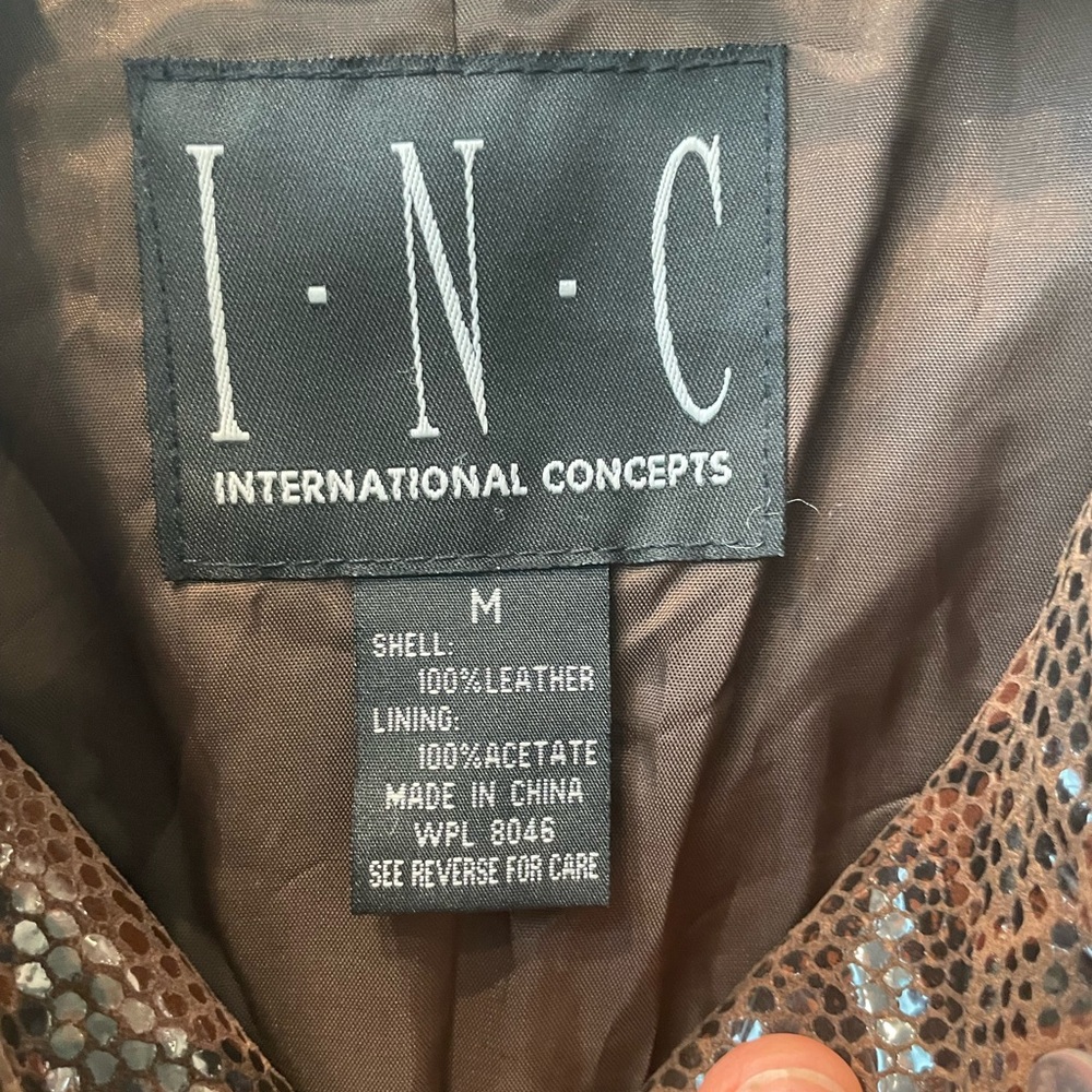 Brown Snake Print Leather 3/4 Coat size medium - Picture 9 of 11